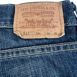 Levi's 514 Boys Slim Straight Jeans Size 16 Husky Red Tab 34x28