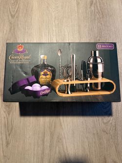 Crown Royal 11-Piece Cocktail Shaker / Bartender Kit w/ Bamboo Stand