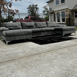 Gray Double Chaise Sectional Couch Sala Free Delivery 
