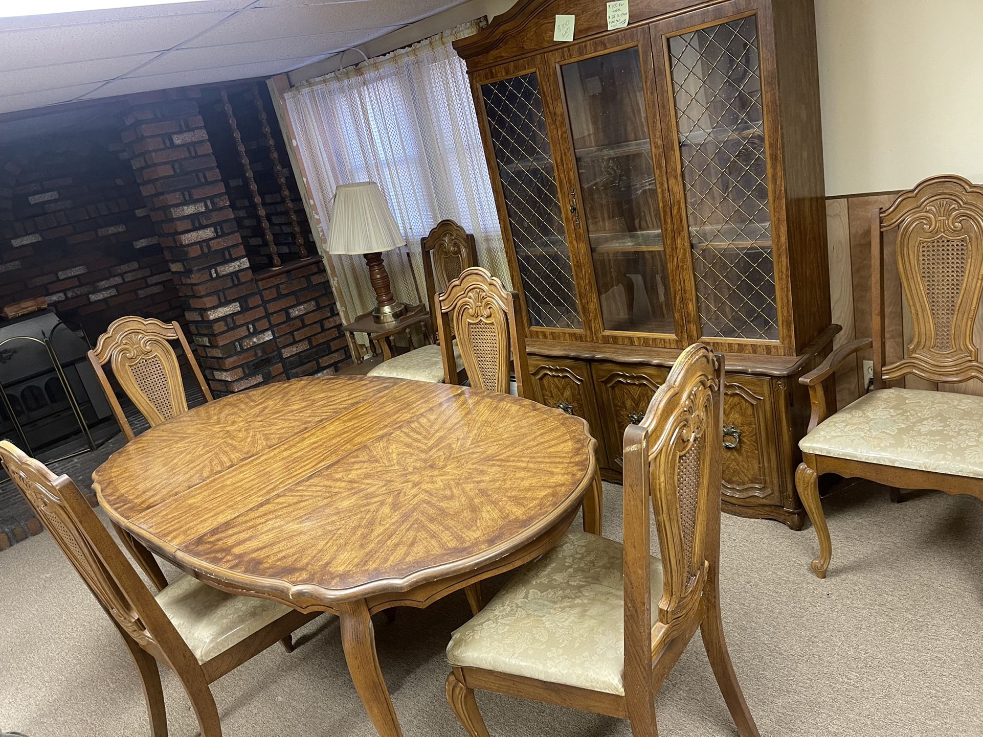 Custom Dining Table And Armoir 6 Chairs !! A Steal! First Come First Serve