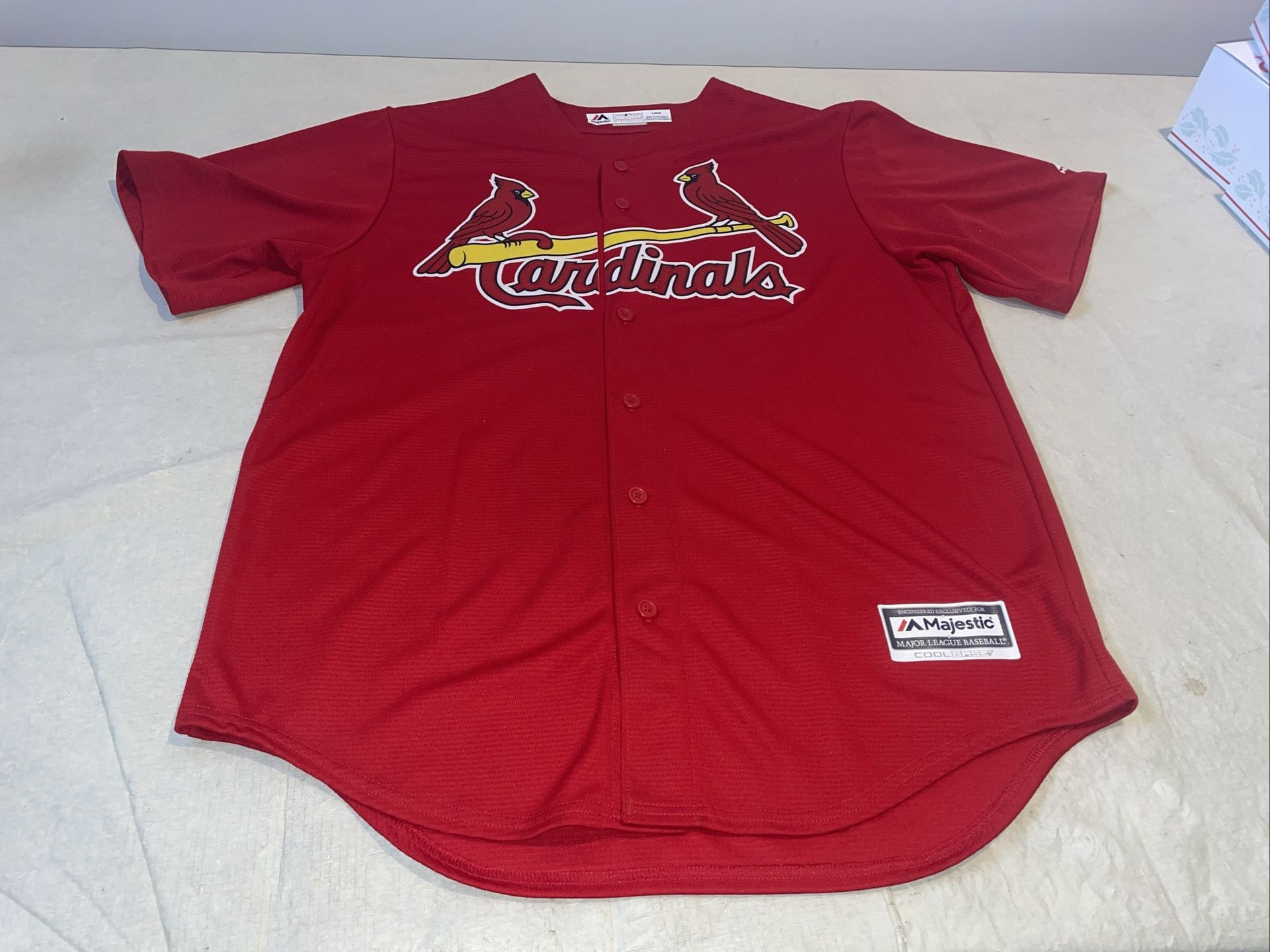 St. Louis Cardinals Majestic Jersey Red Clean Mens Large Cool Base MLB Vintage