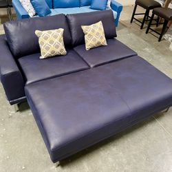 New! Blue Ink Contemporary Sofa With Ottoman, Sectional Sofa, Sectional, Sectionals, Sofa Bed, Sleeper Sofa