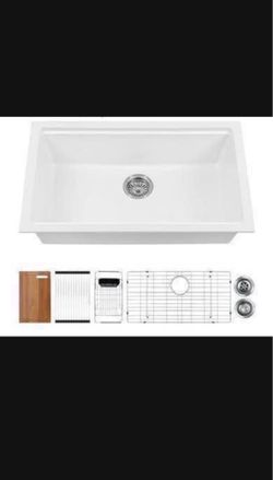30” Kitchen Sink White Composite Granite
