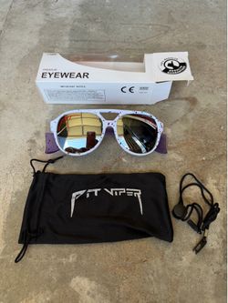 Pit Viper Exciters Sunglasses White / Purple Polarized Lens 149mm  World-wide shipping and delivery available!  Happy to answer any questions you may 