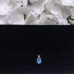14K Blue Topaz Pendant 