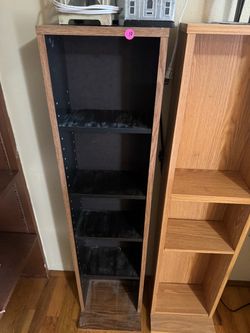 Tall Narrow Wood Bookcase with Adjustable Shelves