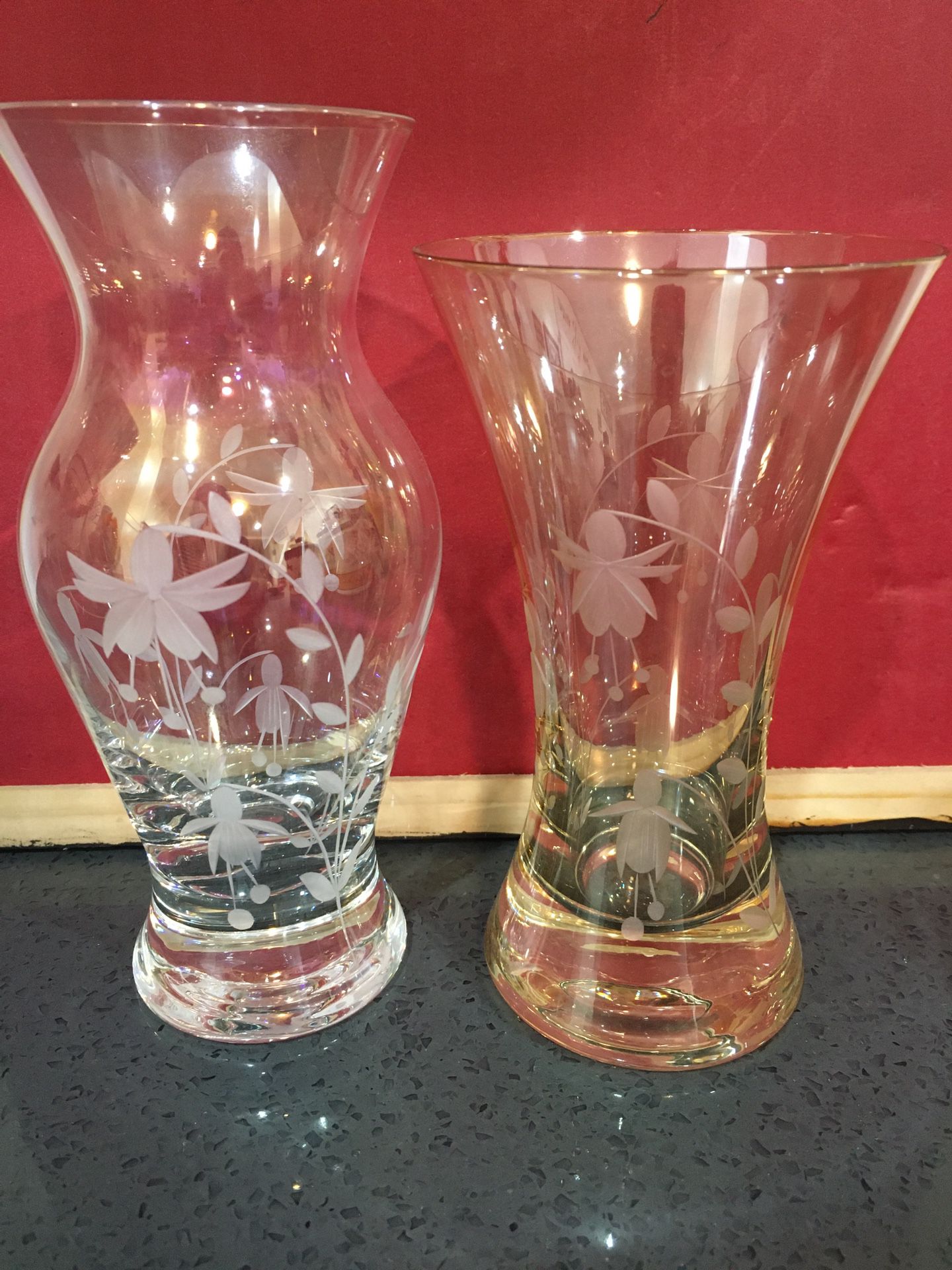 Small Etched Glass Vases
