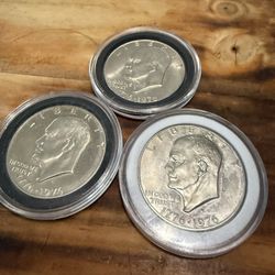 Lot of 3 1976 S Eisenhower Bicentennial Silver Dollar Mint Condition. Beautiful Coins! 