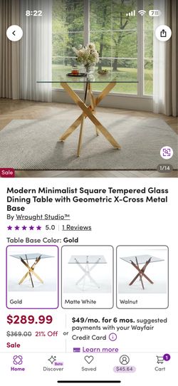 Modern Minimalist Square Tempered Glass Dining Table with Geometric X-Cross Metal Base