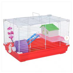 PawHut 18.5 in. Hamster Cage with Exercise Wheel and Water Bottle, Red