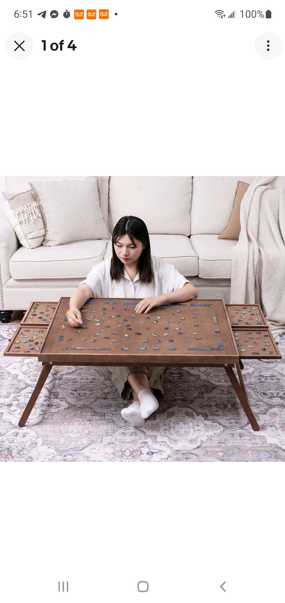 1500 Piece Wooden Puzzle Table with 4 Drawers – Folding Jigsaw Puzzle Board