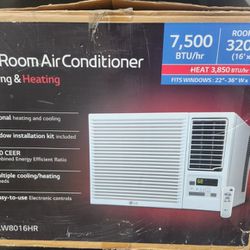 LG Room AirConditioner
7,500 BTU 115-Volt Window Air Conditioner
LW8021HRSM Cools 320 Sq. Ft. with Cool and
Heat, 