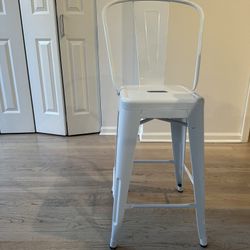 White Metal Tolix Style Bar Stools (Set of 3)