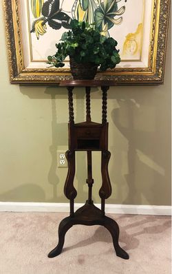 Antique Wood Plant Stand with Barley Twist Legs