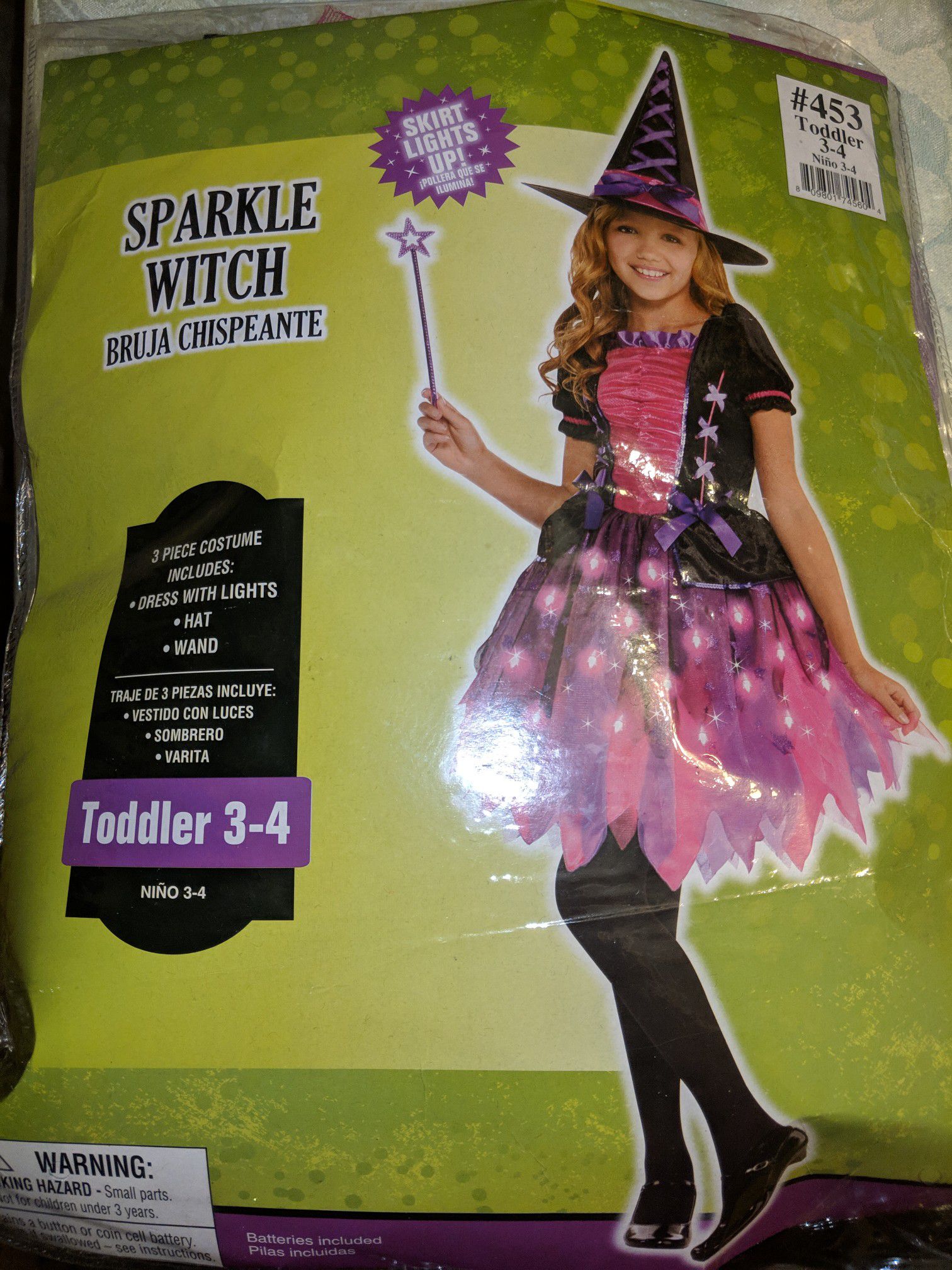 Girls Light-Up Sparkle Witch Costume (Toddler 3-4)