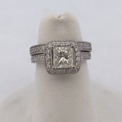 14k white gold 1.50ct diamond ring set size 4.5