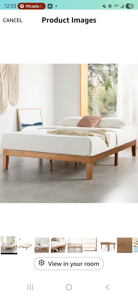 Mellow Naturalista Classic - 12 Inch Solid Wood Platform Bed with Wooden Slats, No Box Spring Needed, Easy Assembly, King, Natural Pine