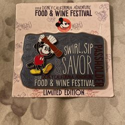 Disney DCA Food & Wine Festival 2018 Passholder Swirl, Sip, & Savor pin