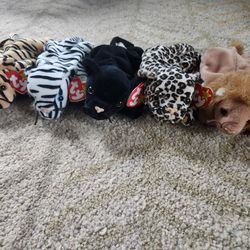 Beanie Babies - Lot of 5 Wild Cats