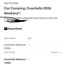 Coachella weekend 1 plus car camping