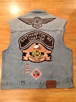 Vintage Harley Davidson Men's L Denim Vest Jean Jacket Easthampton MA