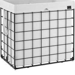  SONGMICS Laundry Hamper, 34.3 Gal. (130L) Laundry Basket, Collapsible Clothes Hamper, Removable and Washable Liner, Metal Wire Frame, for Bedroom Bat