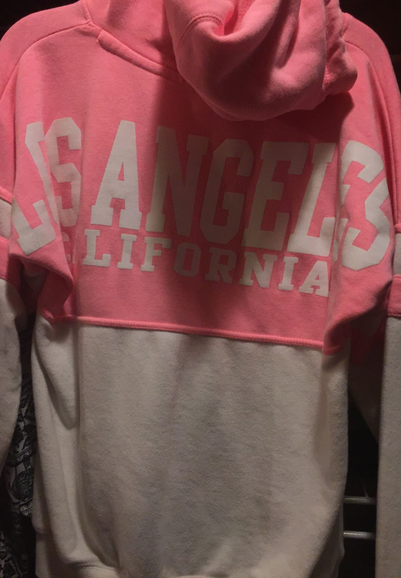 Pink and white hoodie size medium