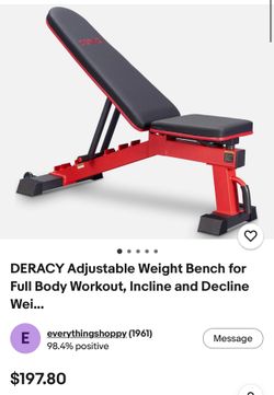 DERACY Adjustable Weight Bench for Full Body Workout, Incline and Decline