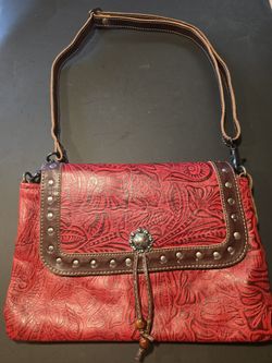 💥👜BRAND NEW MYRA Cherry Pops Leather- Medium Size Crossbody Handbag Tooled 👜 💥