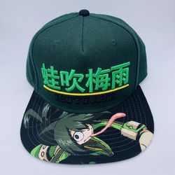 My Hero Academia Tsuyu Asui Ribbit Snapback Hat Adjustable Cap One Size Green and Black USED