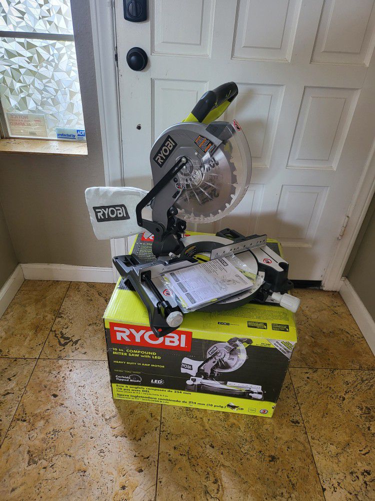 Ryobi 14 Amp Corded 10 in. Compound Miter Saw with LED Cutline Indicator