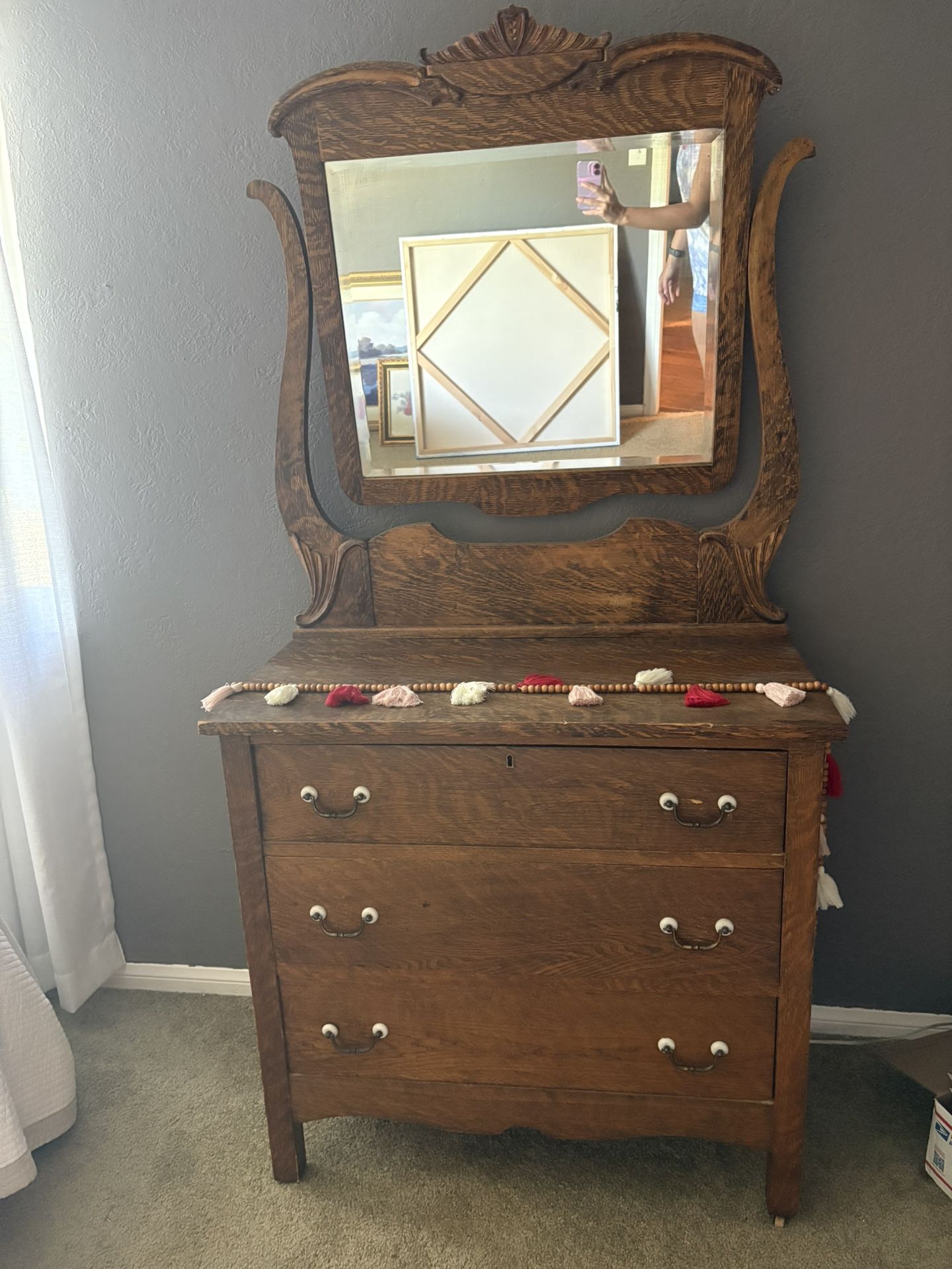 Antique Dresser / Armoire With Mirror