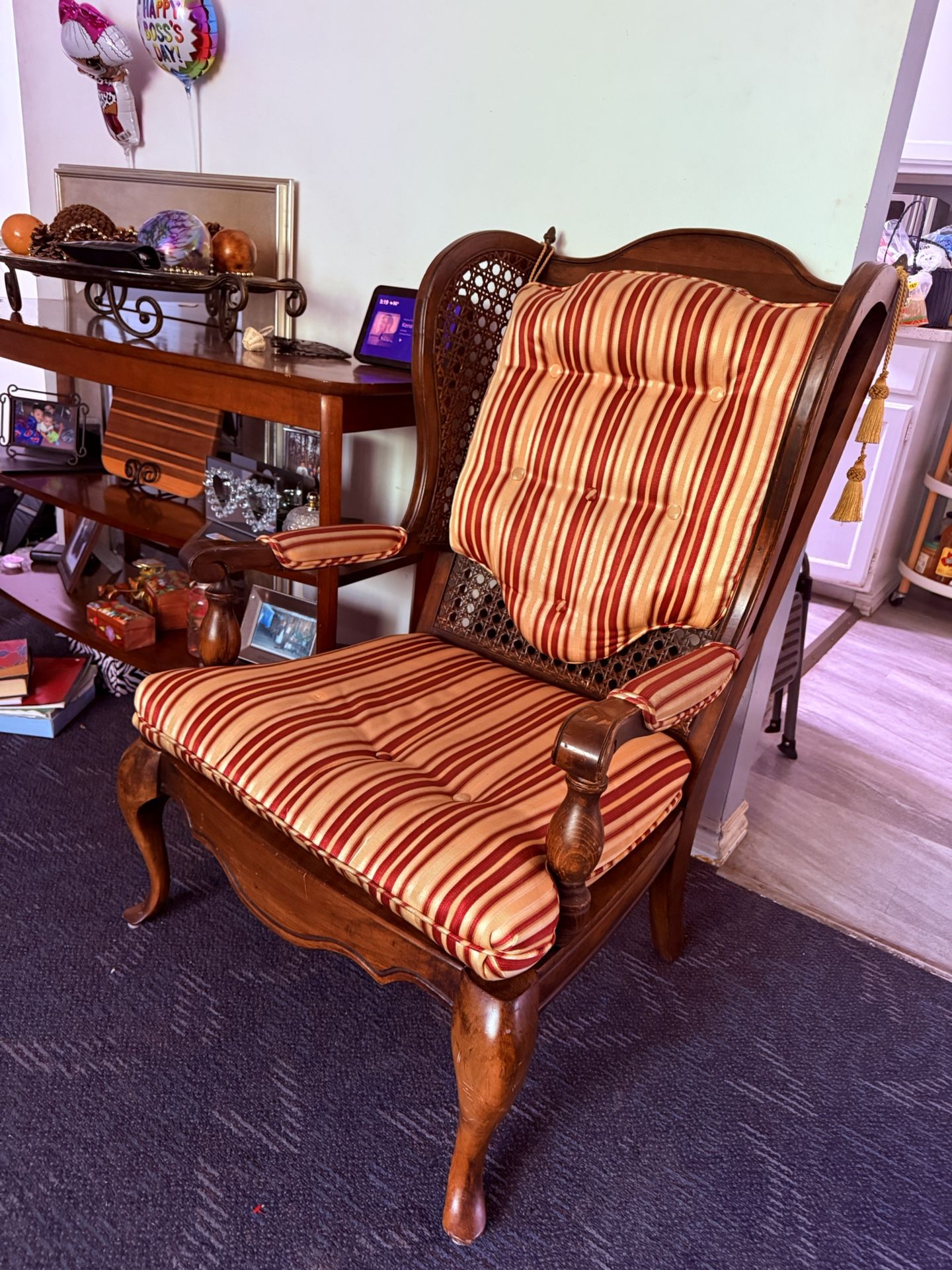 Cushioned Antique Wooden Chair