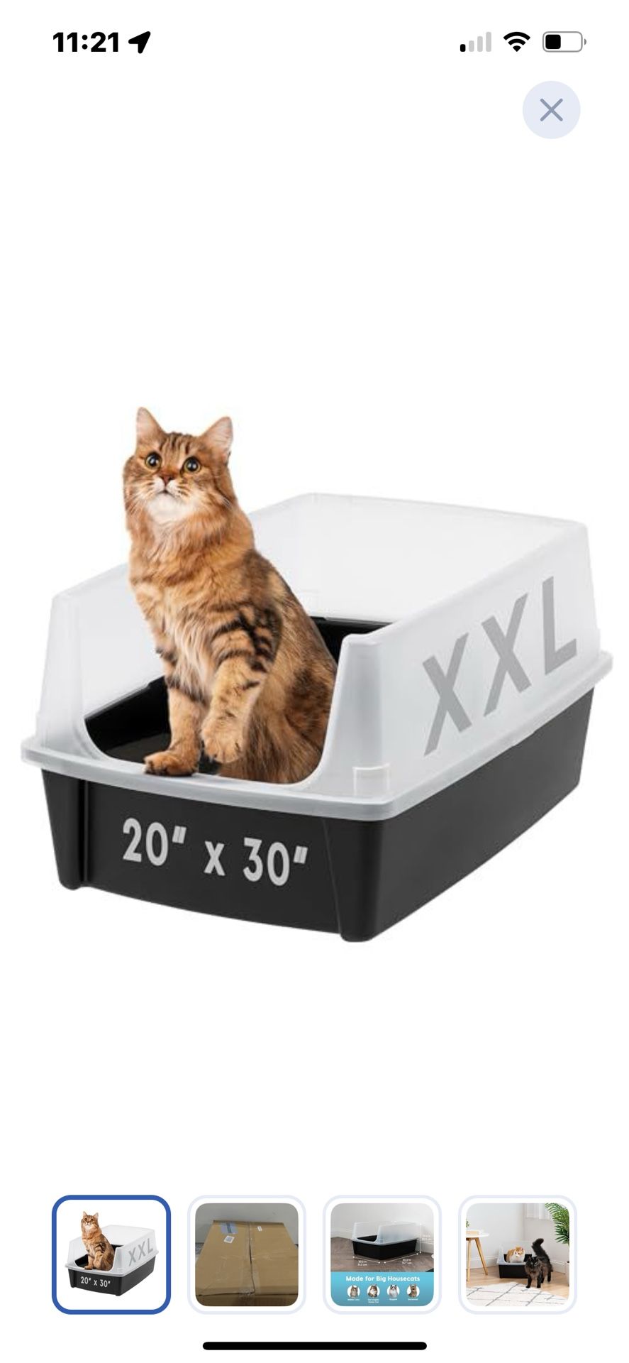 “New”Open Top XXL Cat Litter Box(scatter Shield)(30” X 20” X 14”)retail$49