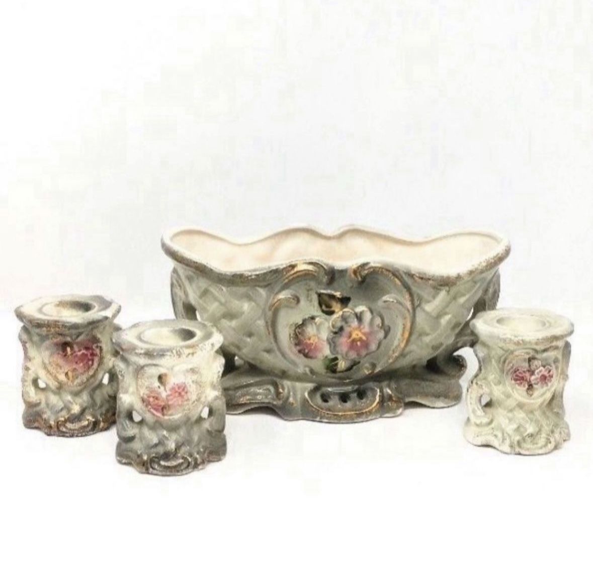 Vintage Pottery Vase & Candle Holder