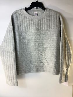 Auden Women's Gray Ribbed Quilted Long Sleeve Pullover Sweatshirt – Size XS – New With Tags
