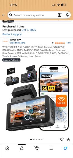 WOLFBOX dash cam in great condition