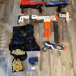 Lot Nerf Guns And Accessories