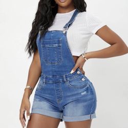 Sexy Patch Pocket Denim Overall Shorts (NEW)