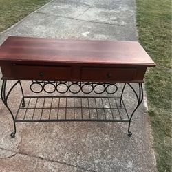 Console table with bottle rack &2 drawers