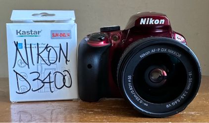 Nikon D D3400 24.2MP Digital SLR Camera w/ NIKKOR AF-P DX 18-55mm Lens Red