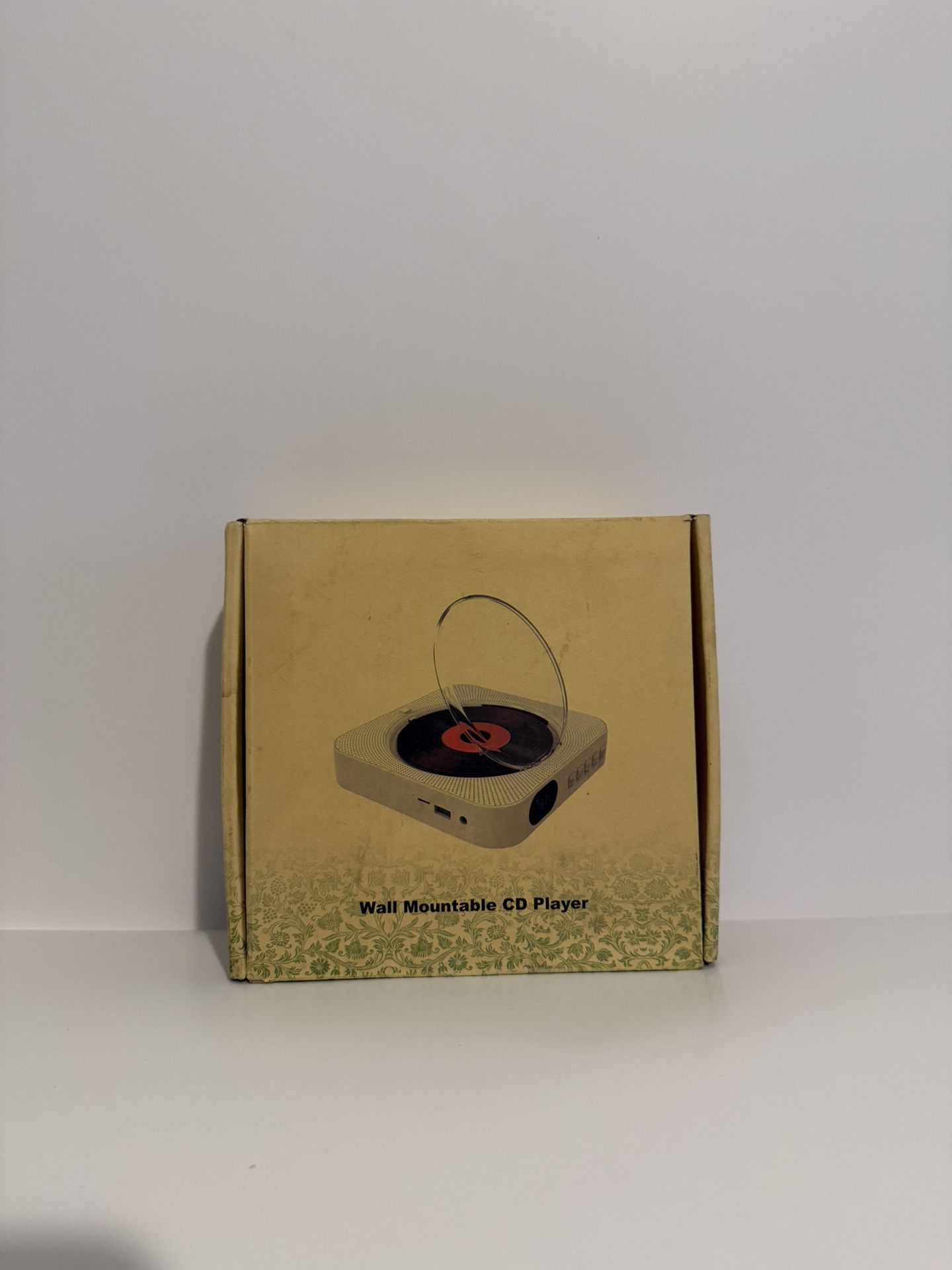 White Portable Remote Control USB FM BT TF Radio Wall Mountable CD Player