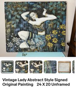 Vintage Lady picture signed by artist 24x20