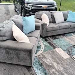 Gray Couch and Loveseat 