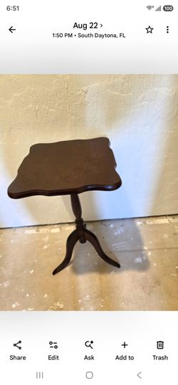 Antique Wood Pedestal Side Table