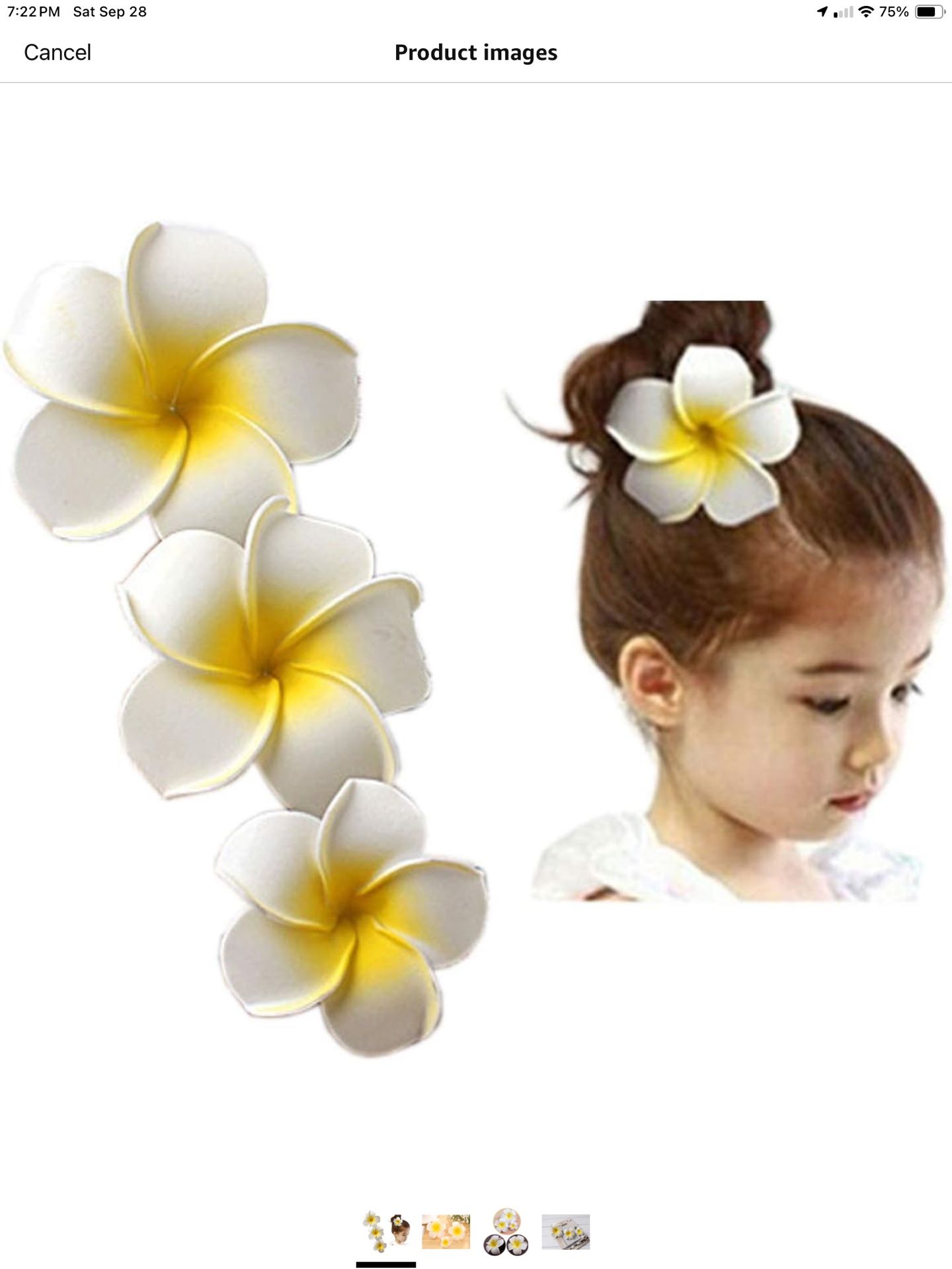 Women Flower Foam Hair Clip Hawaiian Artificial Plumeria Flower for Beach Wedding 3 Pack