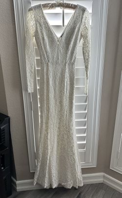 Lulus White Lace Long Sleeve Maxi Dress