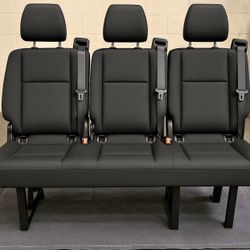 2025 Mercedes Sprinter Leather OEM Seat Black 3 Seater Recliner Cup Holders Head Rest Mercedes-Benz