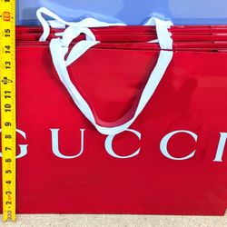 Gucci Burgundy Logo Paper Shopping Bag ~ 18" x 14" x 6.5".