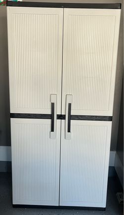 Tall Black & Off-white Storage Cabinet – $95 OBO